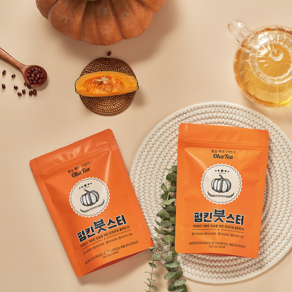 프리미엄 펌킨붓스터 3팩 빠지는차 빼는차 붓기 복령 호박 팥 국내산 생분해필터 - 상세 이미지 4