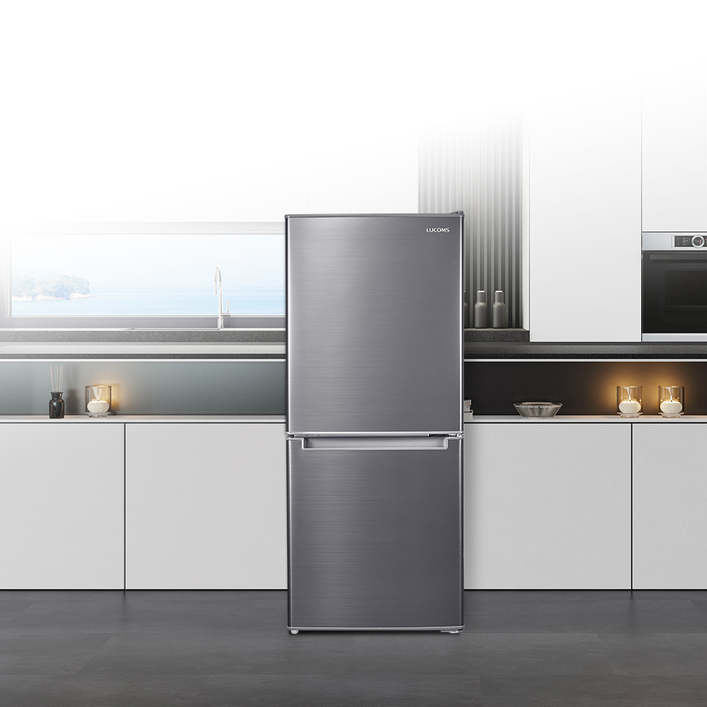 루컴즈 2도어 상냉장 하냉동 냉장고 원룸 소형 미니 사무실 기사설치 오른쪽(우), 메탈실버 106L R10H01-S