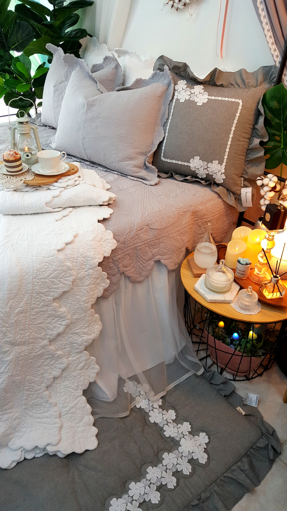 목화솜 워싱 순면 침대스프레드 베드 스프레드 라지킹스프레드