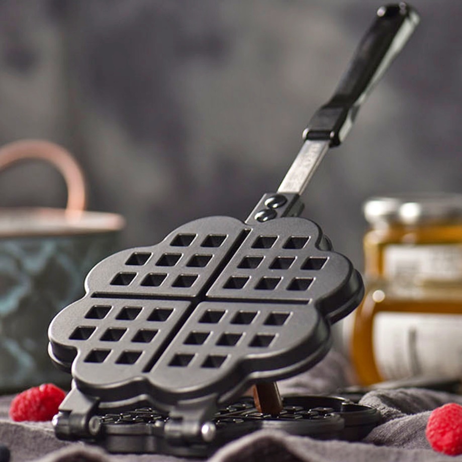 주물 얇은 캠핑용 와플 업소용 원형 캠핑 와플팬 4구