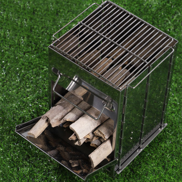 접이식 사각 화로대 중형 캠핑 BBQ 바베큐 그릴 불멍 미니 스테인레스 화로 휴대용 숯불 장작통