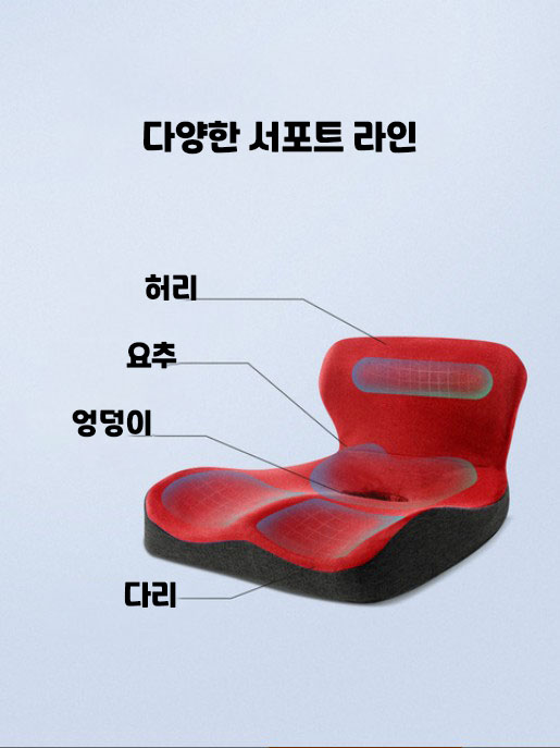 더나은 등받이 일체형 기능성 방석 자세교정 엉덩이 허리 골반 공부 좌식 치질방석 - 상세 이미지 5