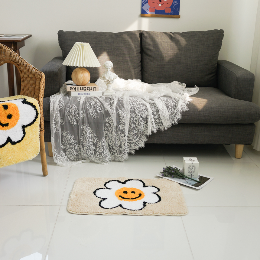 자체제작 스마일 발매트 귀여운 옐로우 꽃 현관 욕실 발매트 집들이 선물