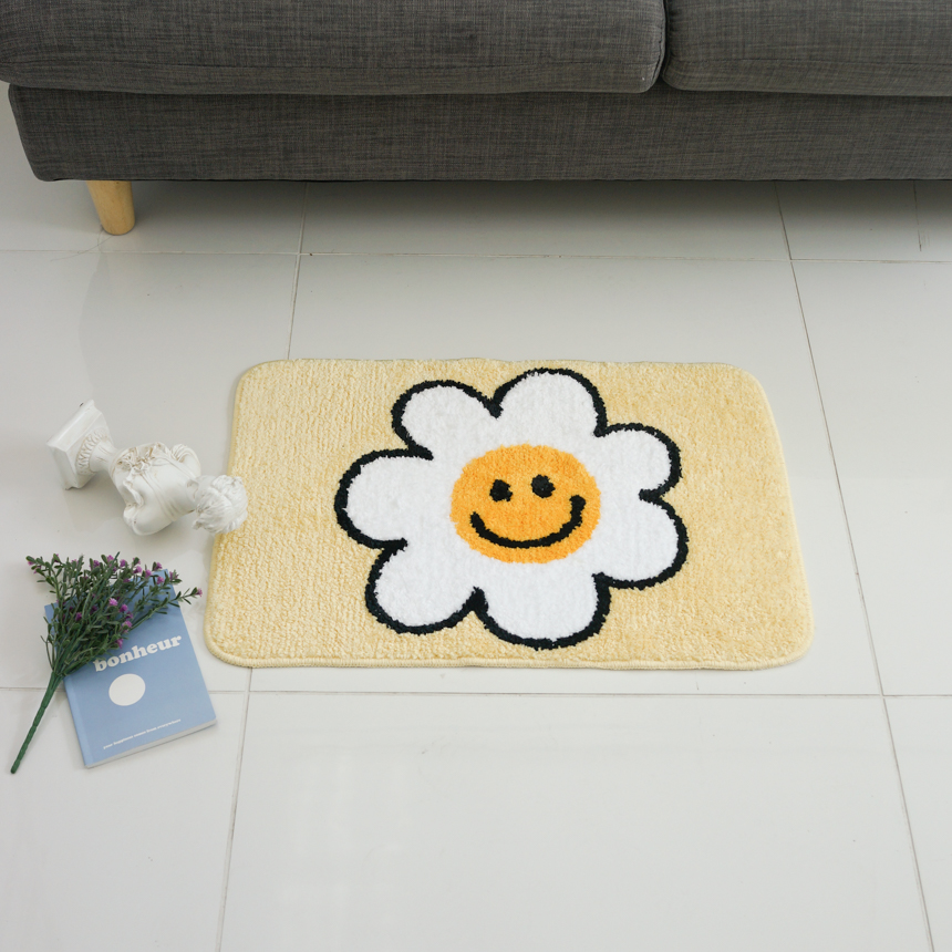 자체제작 스마일 발매트 귀여운 옐로우 꽃 현관 욕실 발매트 집들이 선물