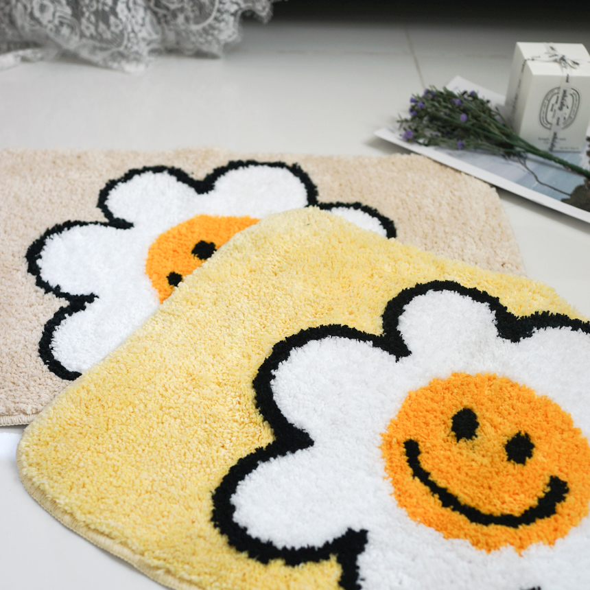 자체제작 스마일 발매트 귀여운 옐로우 꽃 현관 욕실 발매트 집들이 선물