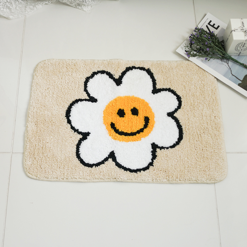 자체제작 스마일 발매트 귀여운 옐로우 꽃 현관 욕실 발매트 집들이 선물
