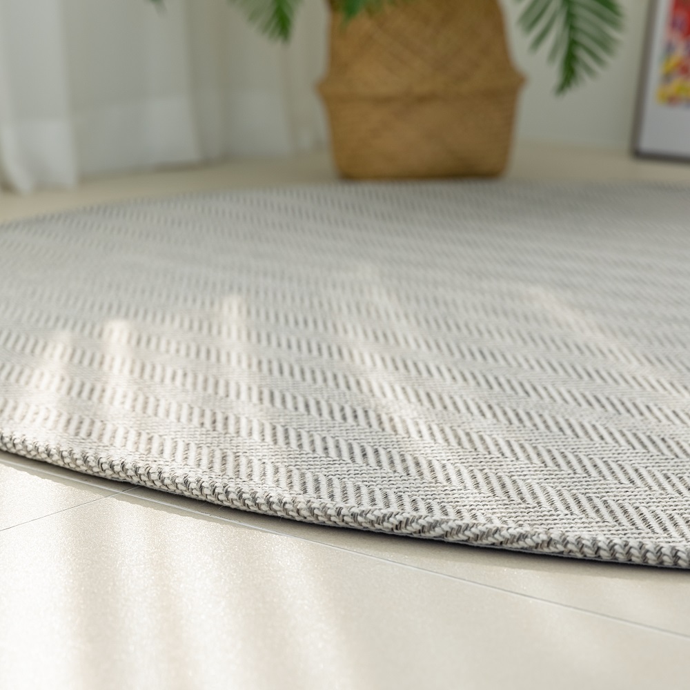 먼지없는 자가드 헤링본 거실 원형 러그 130cm 정원형