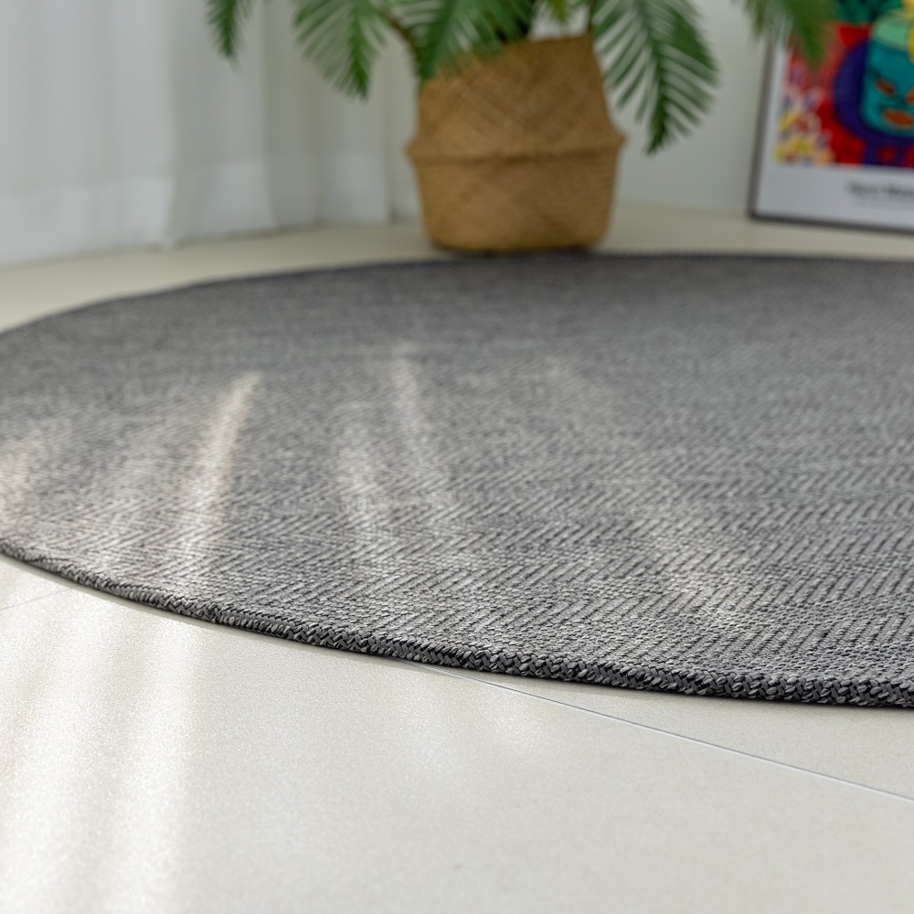 먼지없는 자가드 헤링본 거실 원형 러그 130cm 정원형