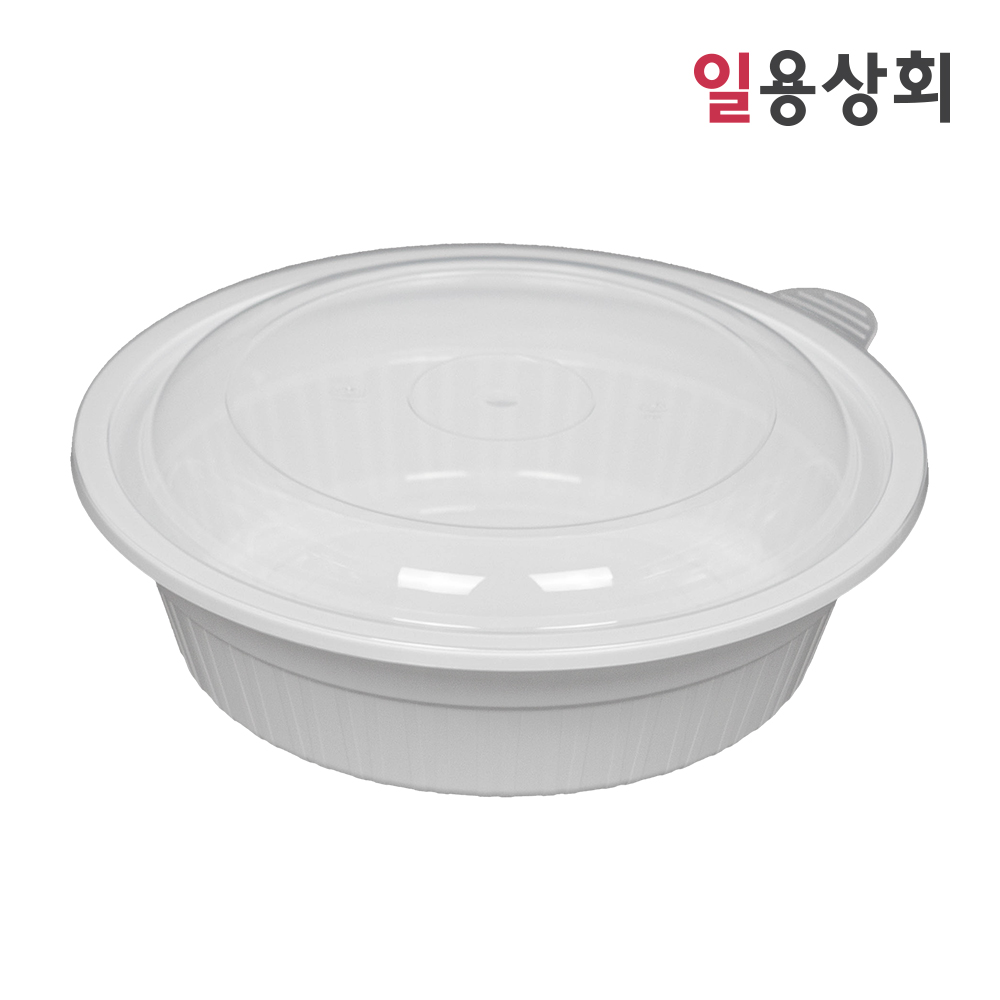 다회용 원형 찜용기 TY 280파이 대 3200ml 100세트 백색 : 일용상회