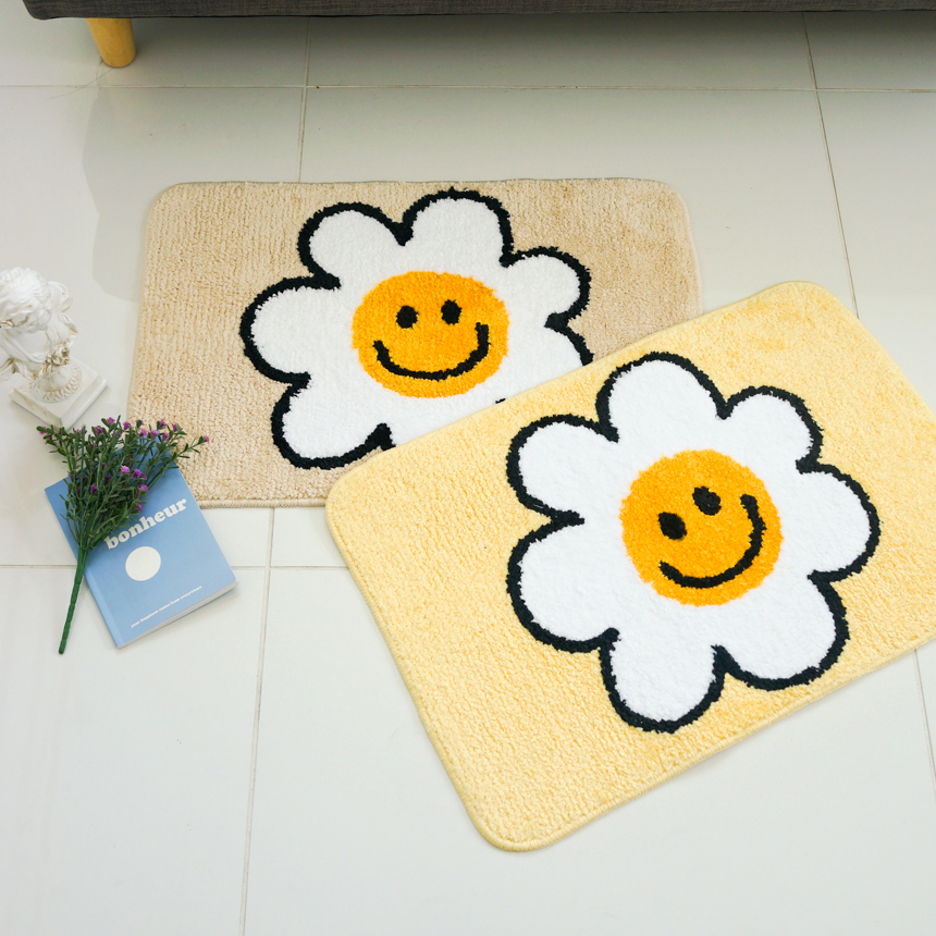 자체제작 스마일 발매트 귀여운 옐로우 꽃 현관 욕실 발매트 집들이 선물