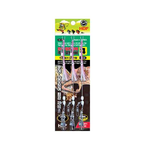 해동 문어 갑오징어 축광 유동채비 4 투톤핑크 꼴뚜기형 HA-1406 - 메인 이미지