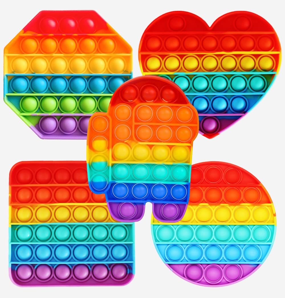 KC 팝잇 푸쉬팝 레인보우 피젯토이 틱톡 어몽어스 무지개 실리콘 뽁뽁이 피젯 제품 이미지