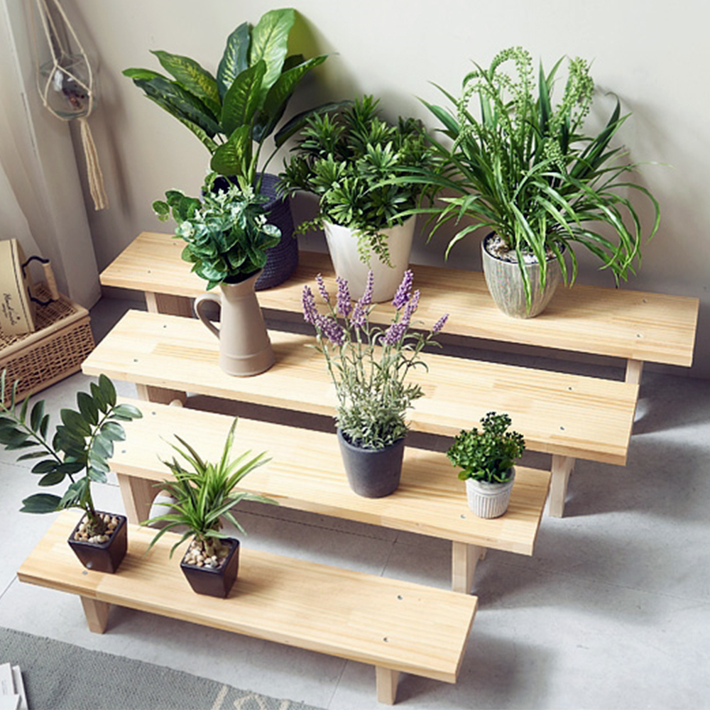 국산 소나무 원목 화초 화분 다육이 선반 걸이대 장식장 받침대 거치대 스탠드 선반 - 상품 이미지