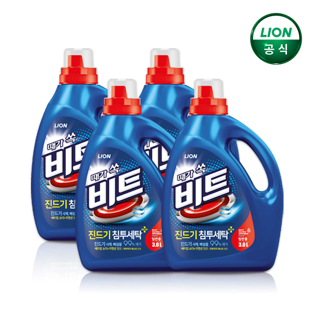 비트 액체세제 진드기 세탁 3L 용기 x 4개 / 진드기사체 배설물 99%제거,세척력