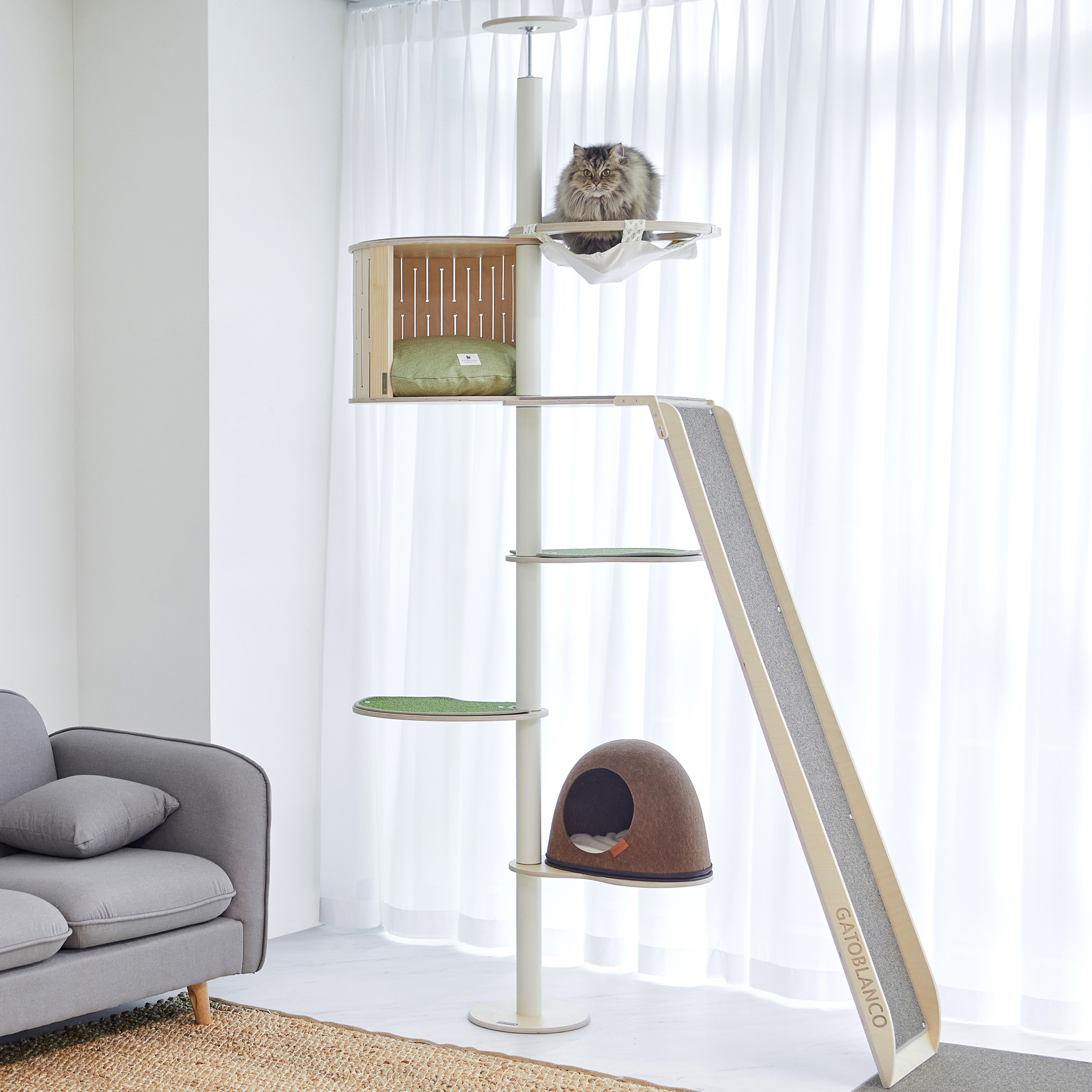가또블랑코 캣타워 아이언 캣폴+발판3개