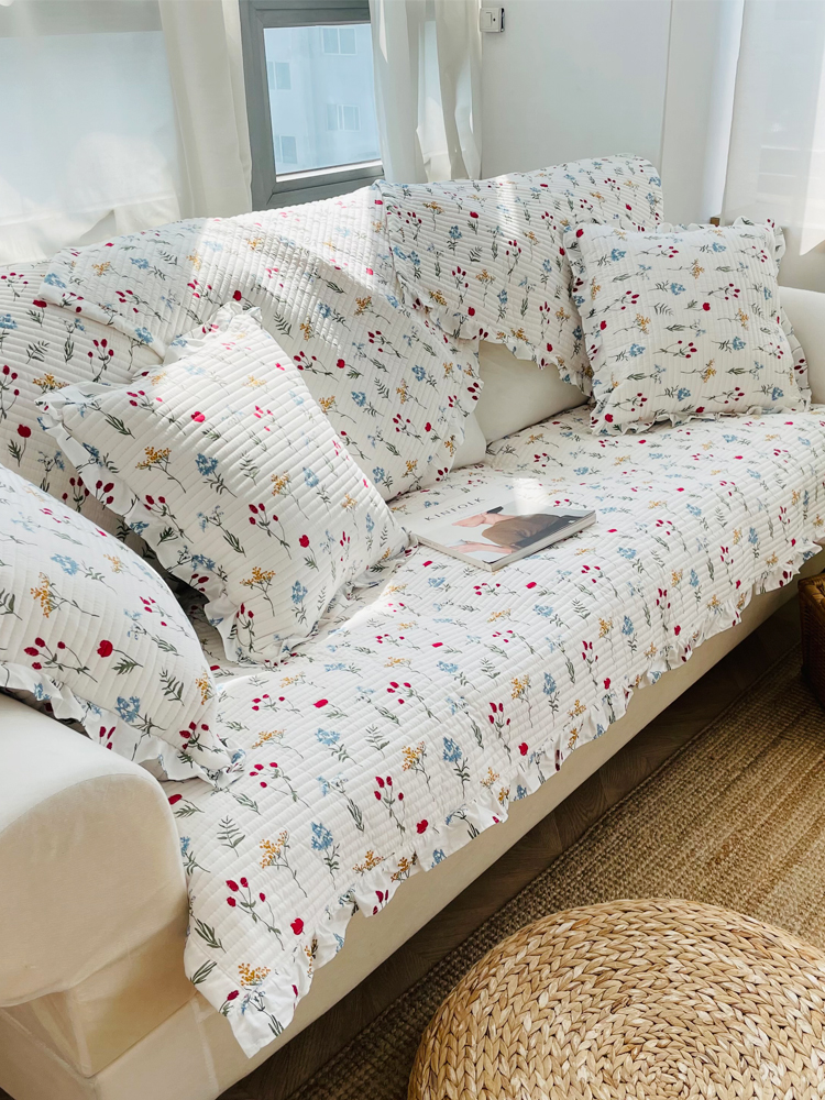 쇼니홈리빙 플라워 쇼파패드 소파 매트 덮개 방석 토퍼 2인용