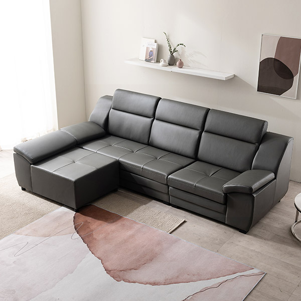 삼익가구 버나드 천연소가죽 4인용 소파(카우치형 스툴포함)