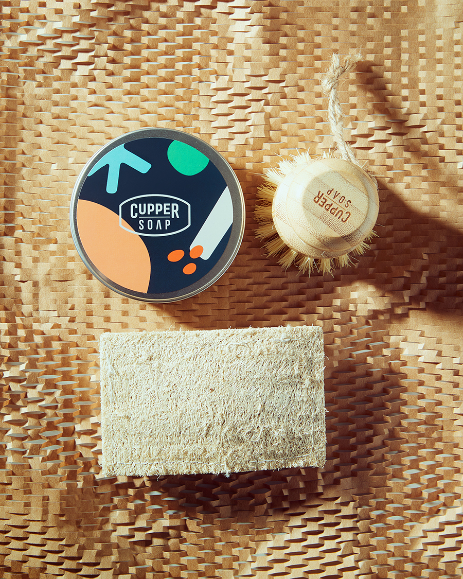 제로웨이스트 포장 없는 커퍼솝 설거지 3종 키트 (팜프리 비누 생분해 수세미 주방 세척솔)