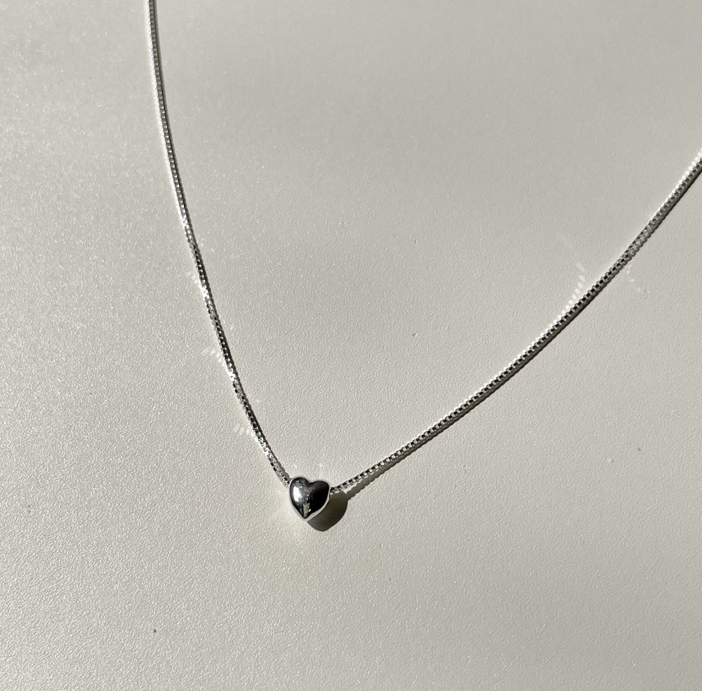 micro heart snake chain necklace - silver925 : nudea