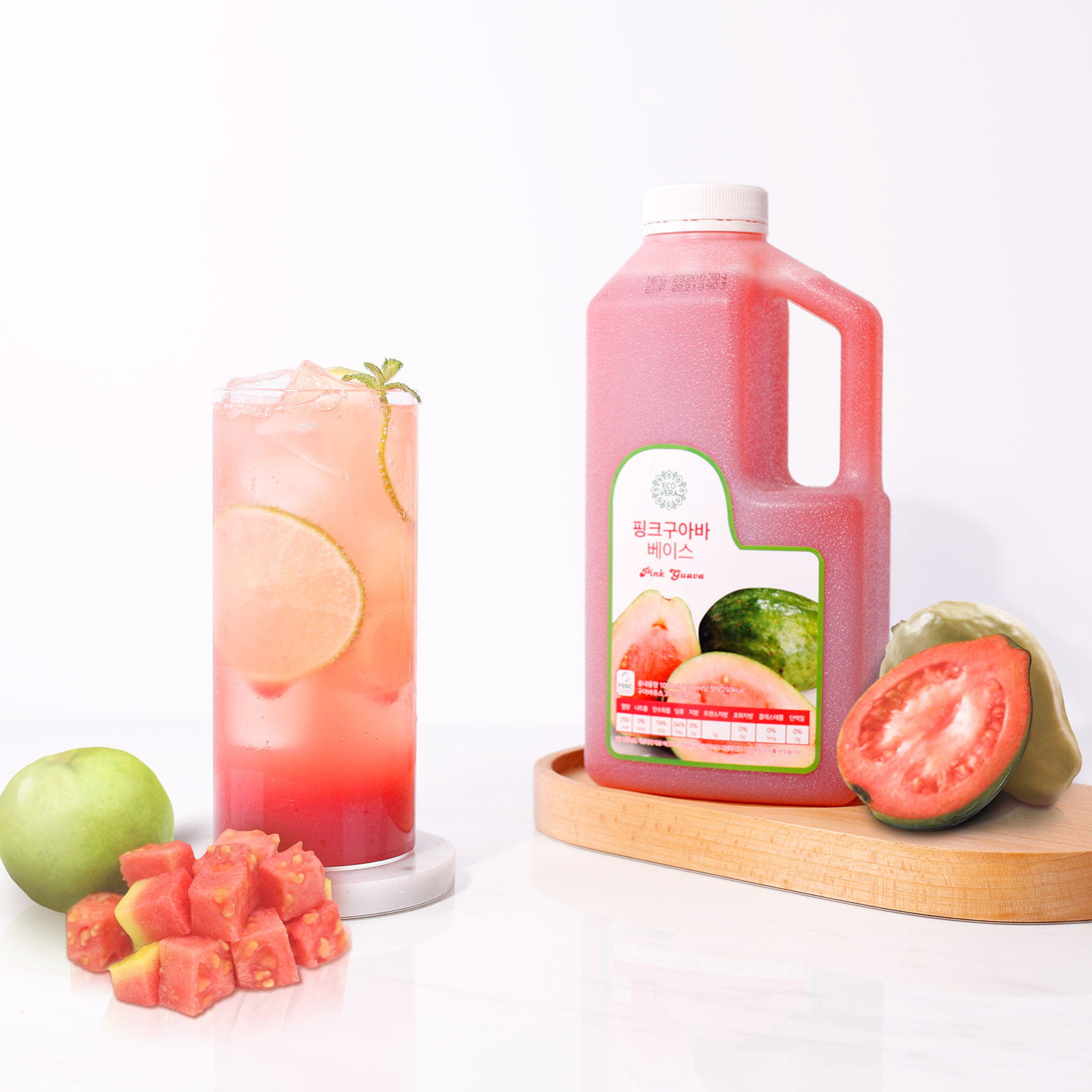 [1+1]  에코베라 핑크구아바 베이스 1L (냉동) : 카페57몰