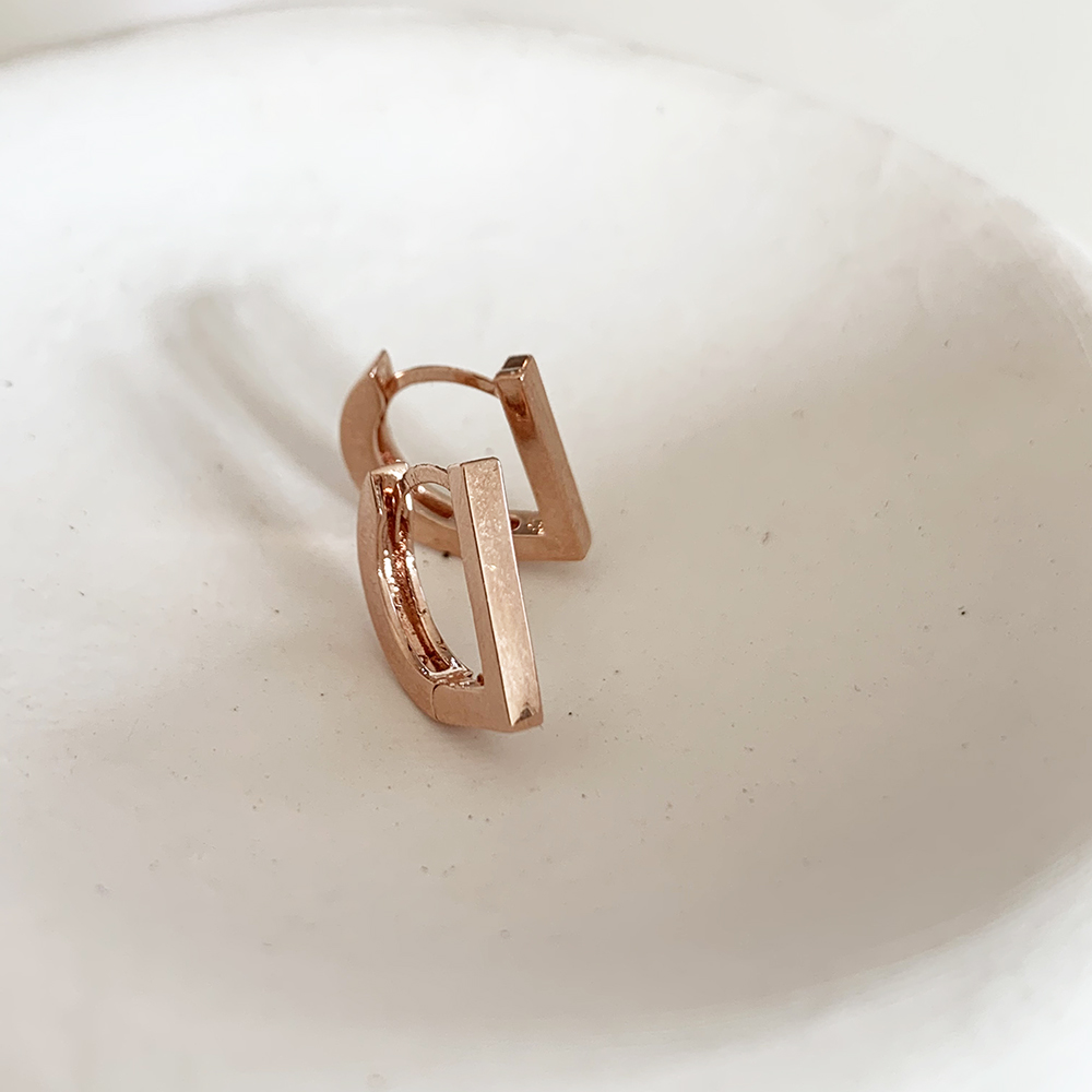 14K 골드핀 심플 D 스틱 원터치 금침 귀걸이 [2colors] 이미지 6
