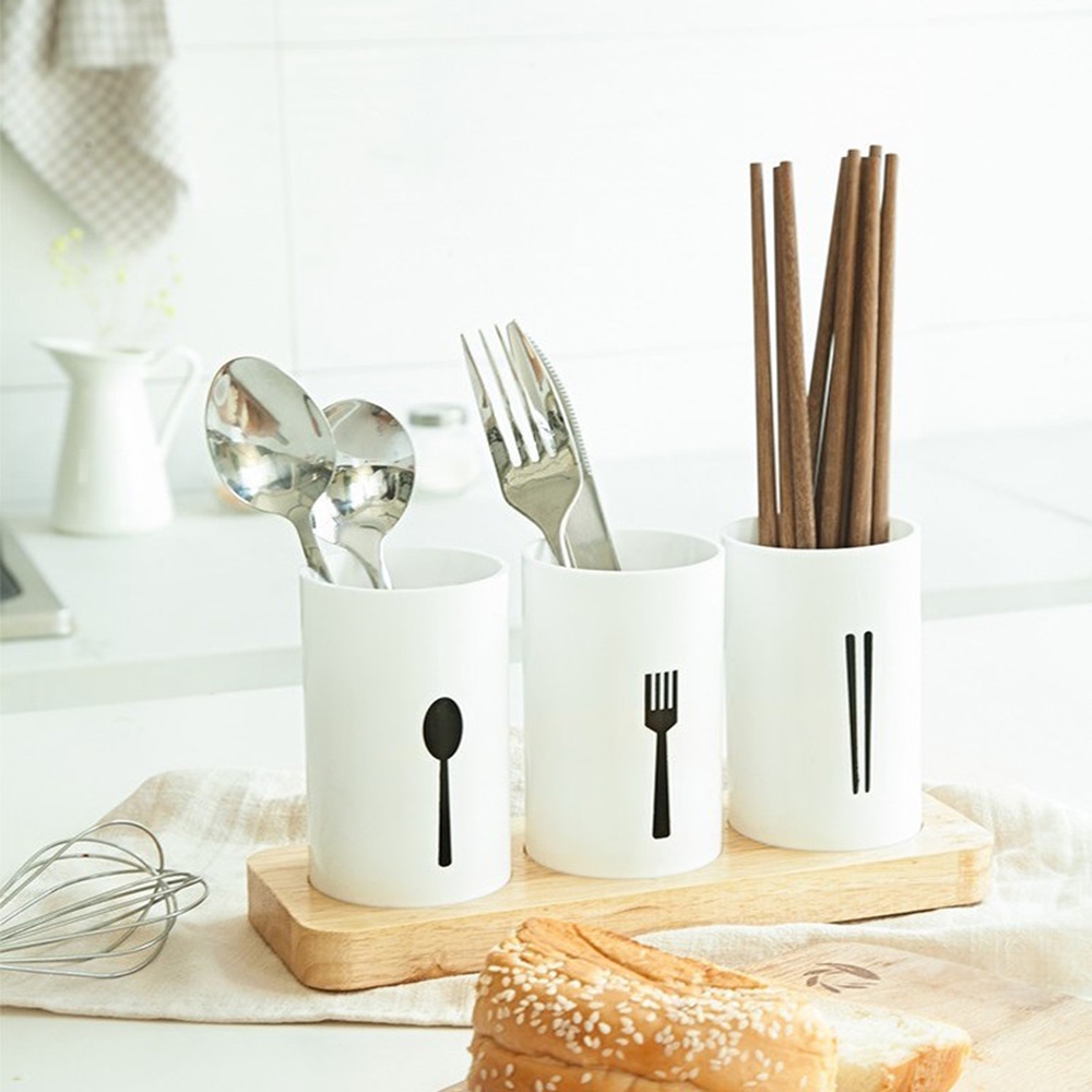 플라스틱 꽃이 조리도구 분리함 주방 숟가락 3구 물빠짐 수저 통 정리함