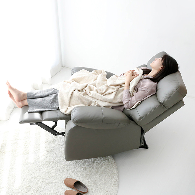 1인용 수동 가죽 리클라이너 소파 일인용 눕는 푹신한 의자 무중력 쇼파