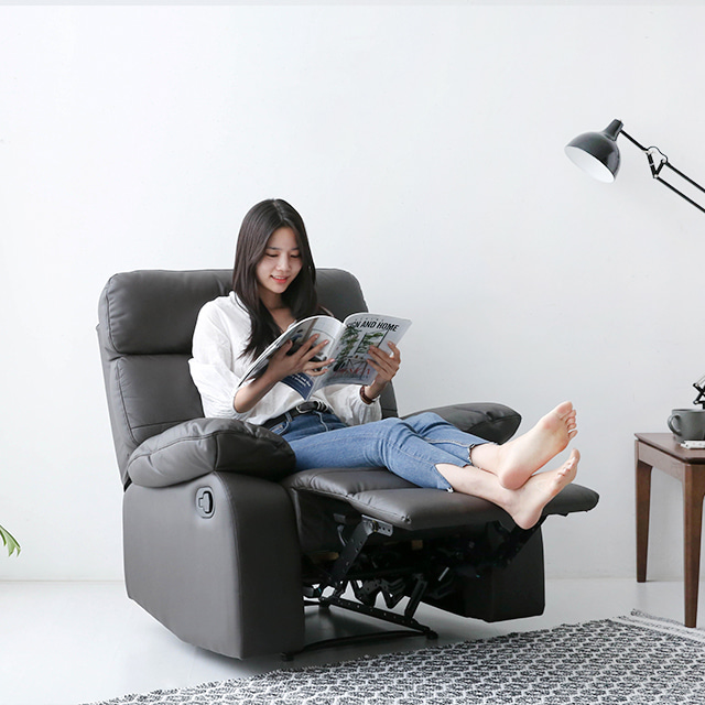 1인용 수동 가죽 리클라이너 소파 일인용 눕는 푹신한 의자 무중력 쇼파