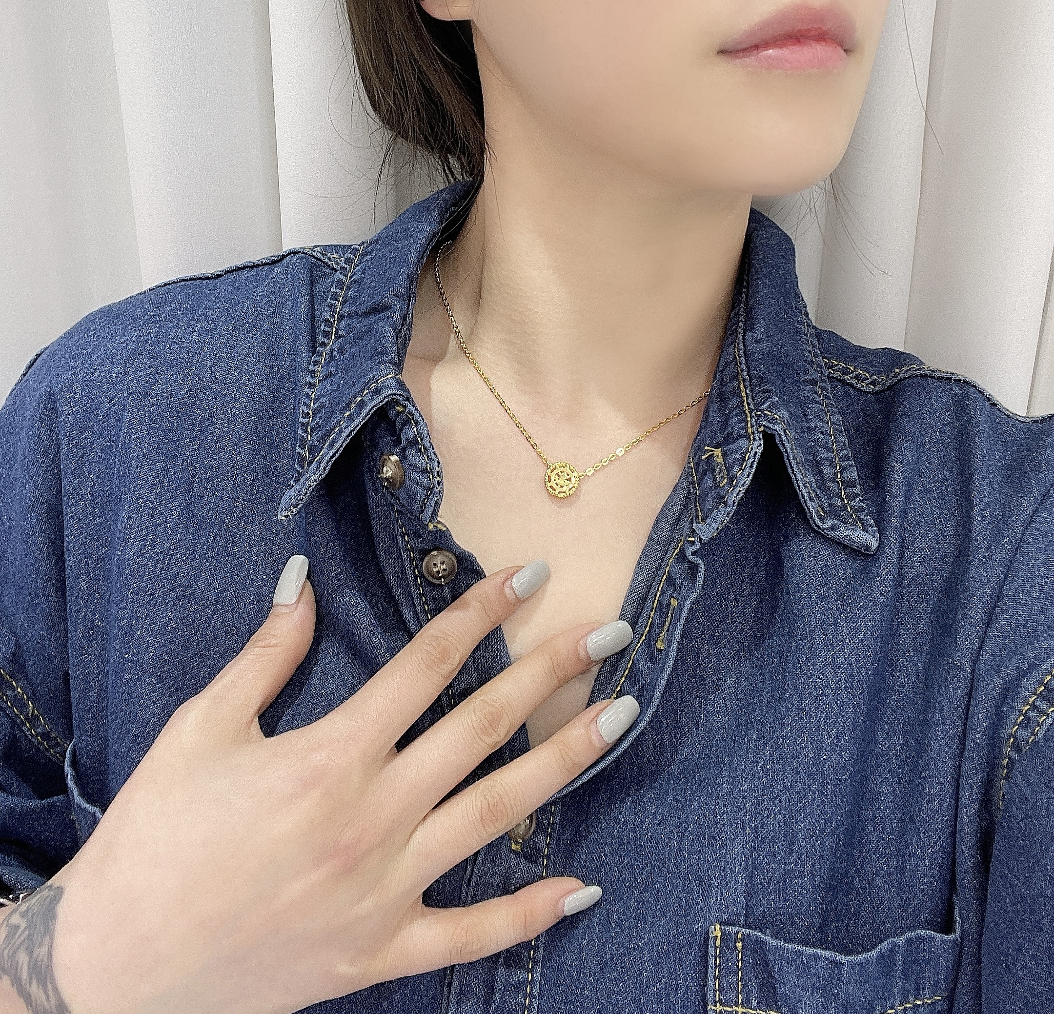 24k 네이비 라운드 목걸이 7.5g