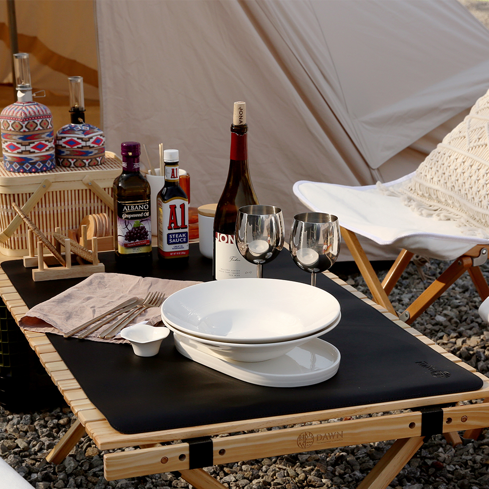 던 캠핑 테이블 매트 식탁 방수 가죽 매트 블랙