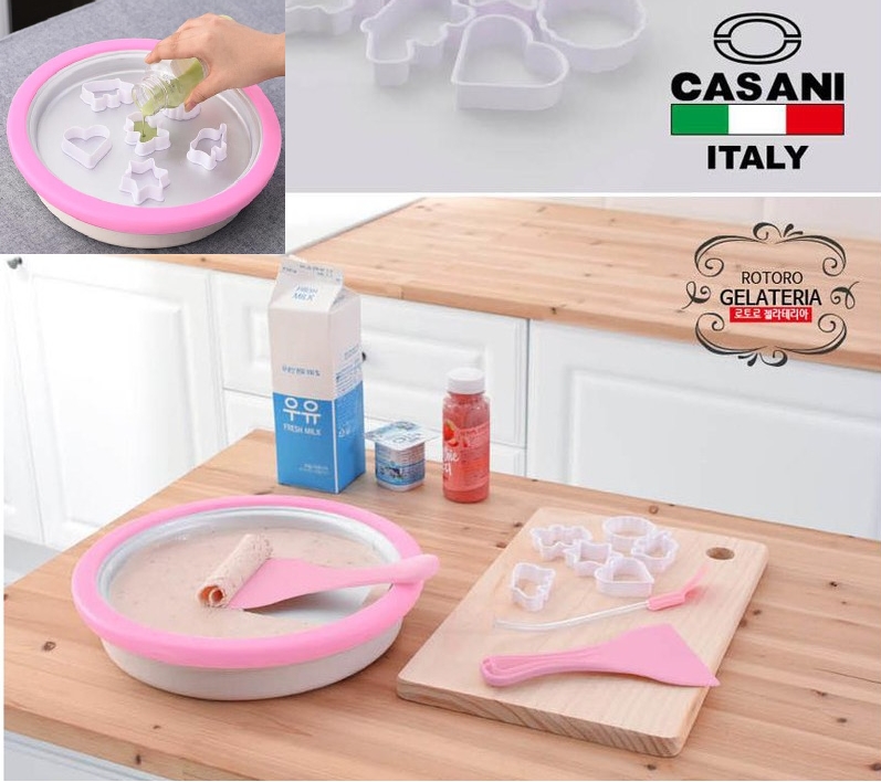 까사니 철판 아이스크림 만들기 세트 수제 젤라떼리아 메이커 어린이 우유 슬러시 판