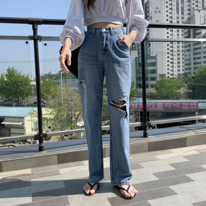 [핏대박/와이드] 루즈핏 롱 와이드 찢청 청바지 상세 이미지 19
