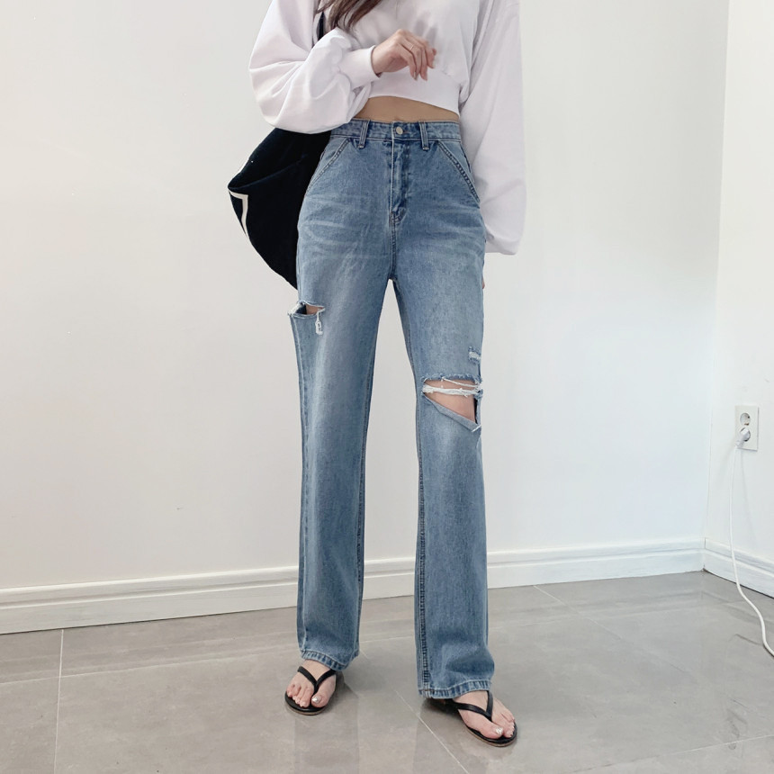 [핏대박/와이드] 루즈핏 롱 와이드 찢청 청바지 상세 이미지 10