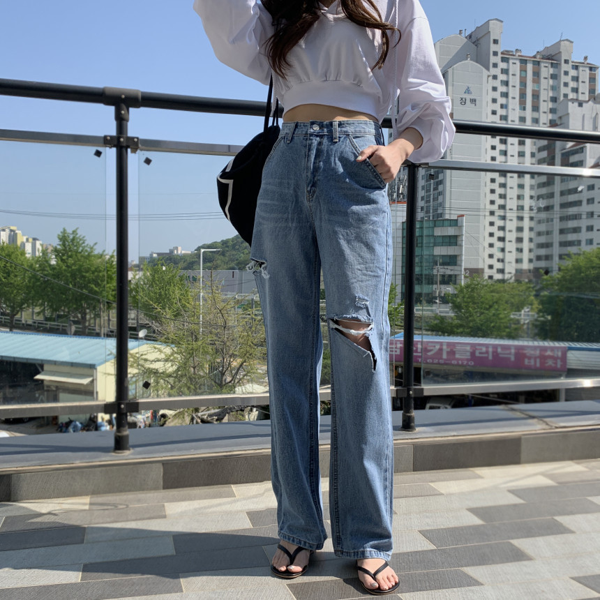[핏대박/와이드] 루즈핏 롱 와이드 찢청 청바지 상세 이미지 21