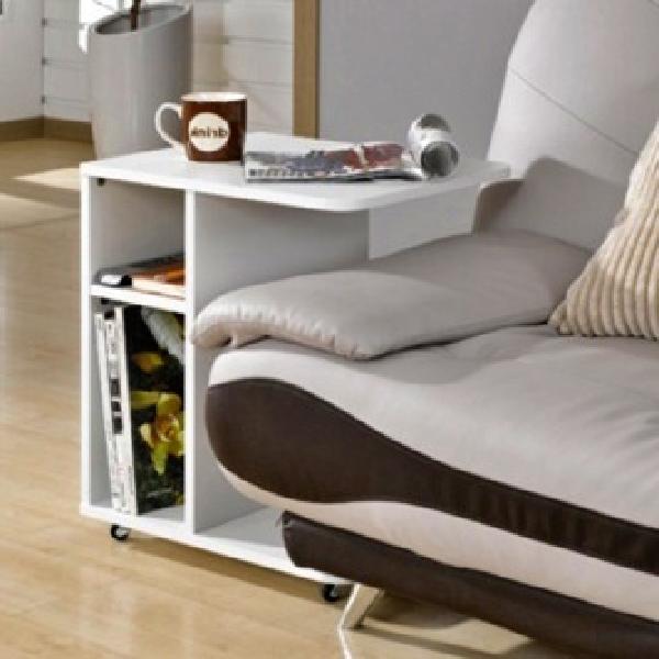 화이트 원목 쇼파 사이드 바퀴달린테이블 바퀴협탁 이동식티테이블 이동형 화분탁자 간이 합판