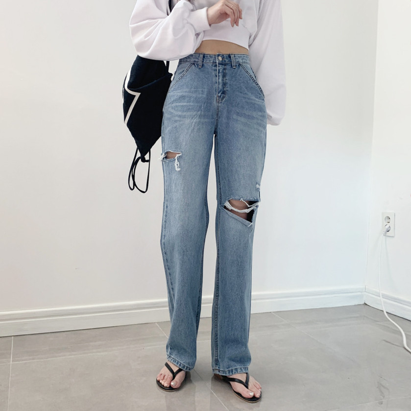 [핏대박/와이드] 루즈핏 롱 와이드 찢청 청바지 상세 이미지 9