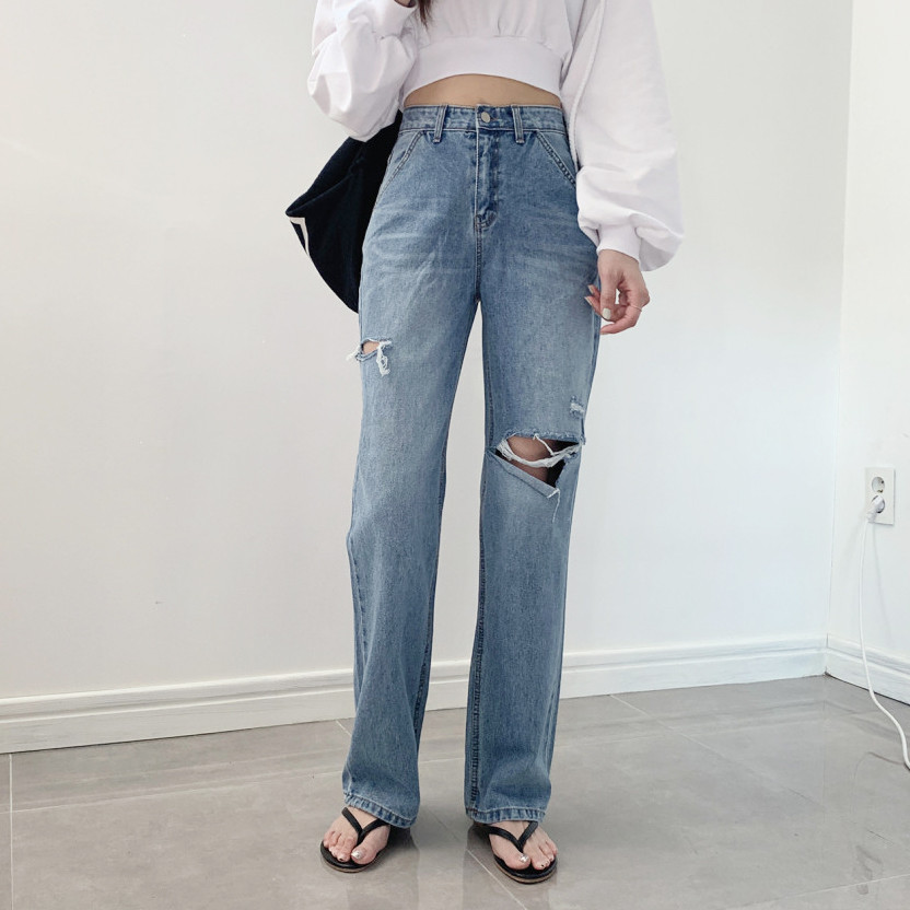 [핏대박/와이드] 루즈핏 롱 와이드 찢청 청바지 상세 이미지 7