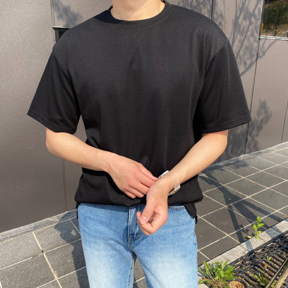 1+1 어깨넓어보이는 남자오버핏반팔 안비치는 흰티 10수 두꺼운 반팔티 이미지 4