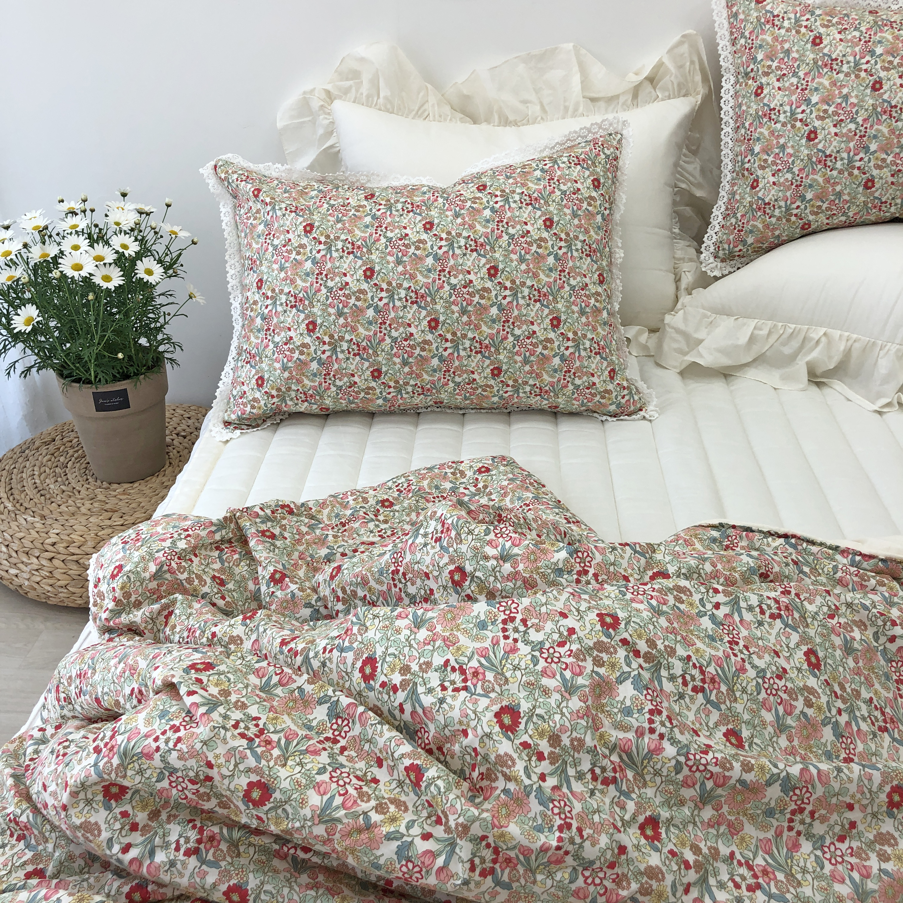 어반플라워 60수 아사 순면 무누빔 봄 간절기 얇은 차렵이불 S/SS