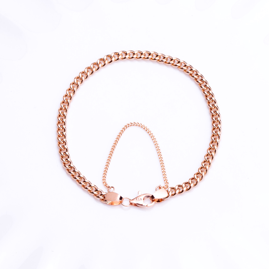 14k 18k 로즈 할로우 커브 체인 금 팔찌