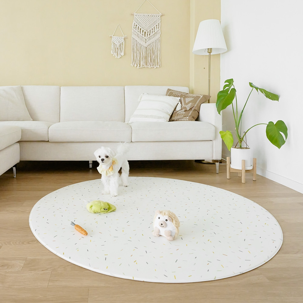 펫트리움 반려동물용 PVC 미끄럼방지매트 1.4m x 1.4m x 6T 원형 스프링