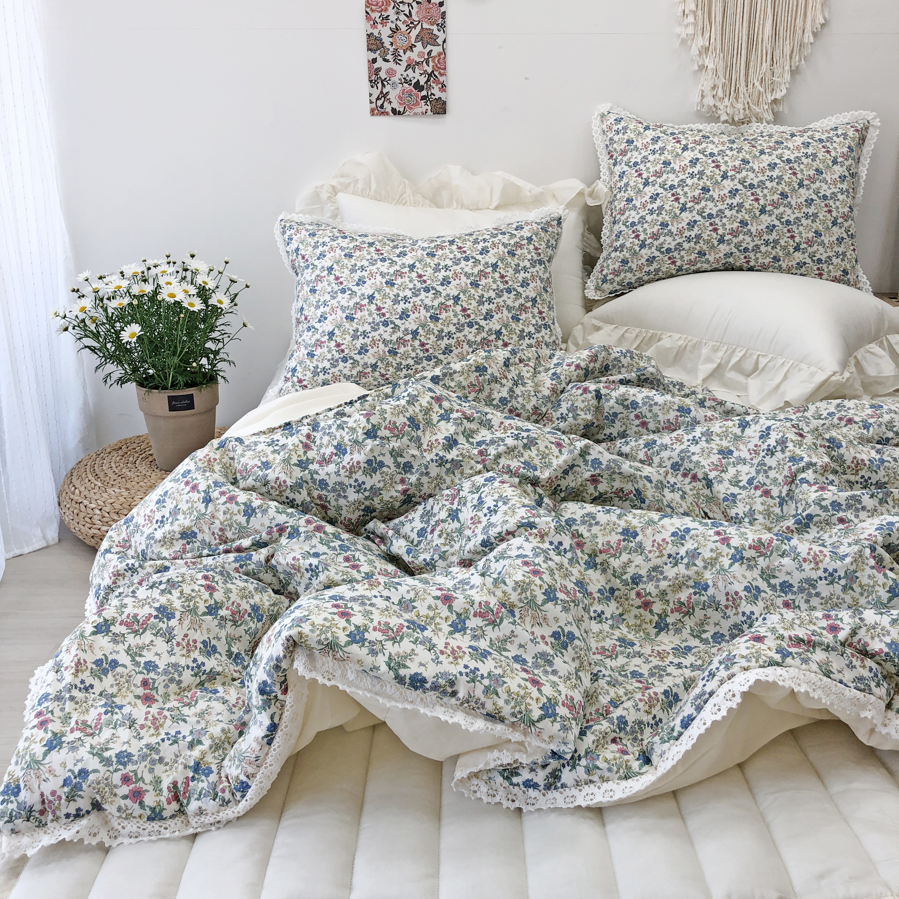 어반플라워 60수 아사 순면 무누빔 봄 간절기 얇은 차렵이불 S/SS