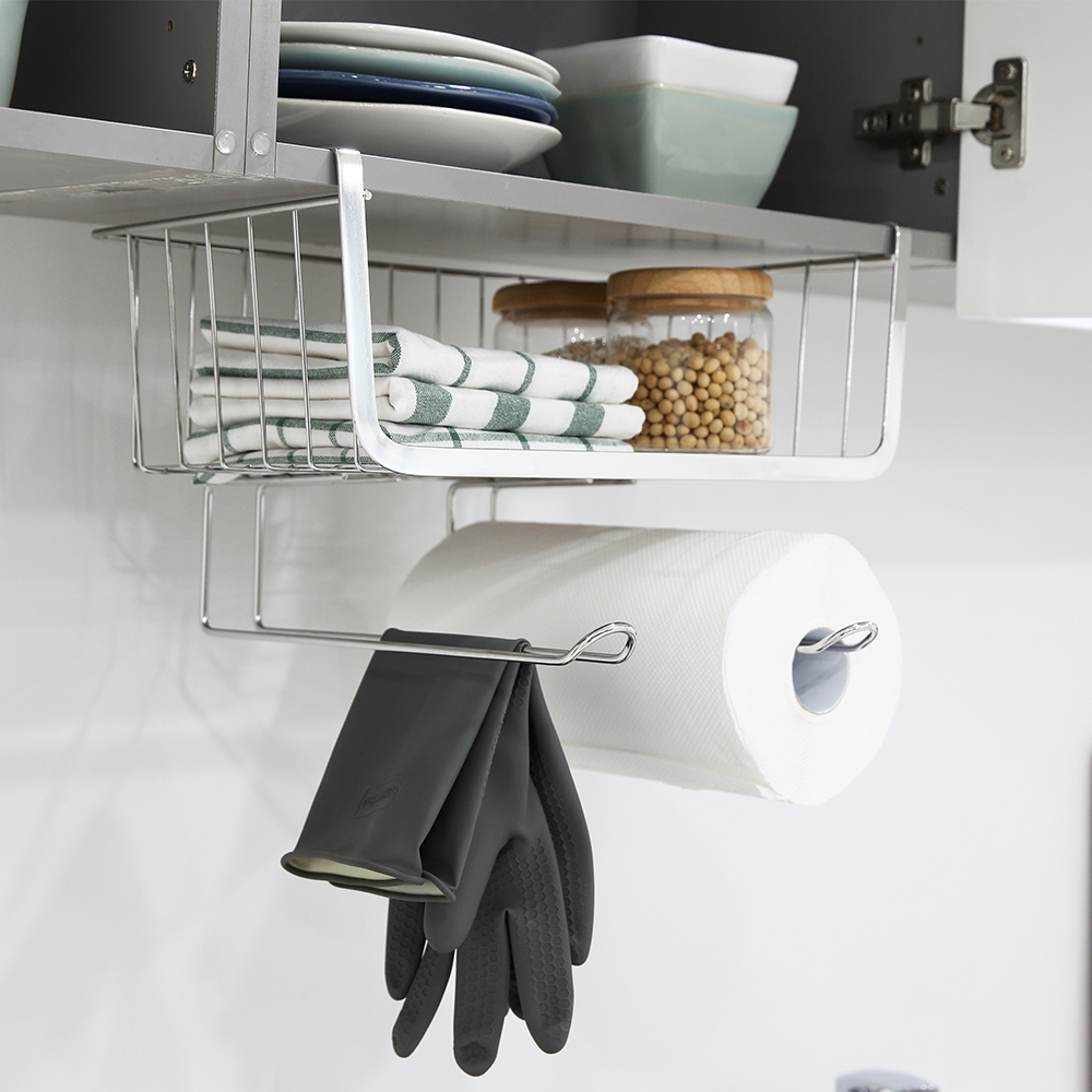 아이넥스 누에보 상부장 걸이형 멀티 바스켓 키친타올걸이 걸이형선반 싱크대정리 언더선반