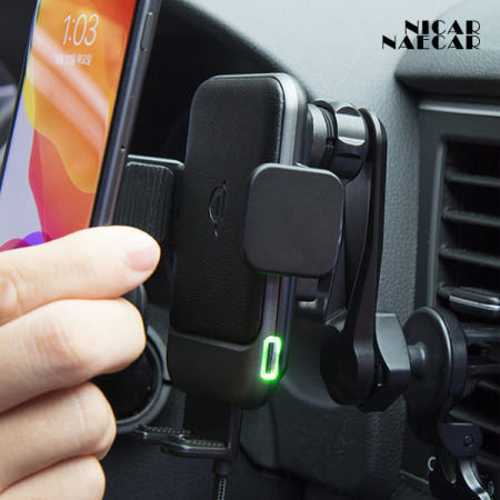 제노바 제노바 360도 회전 고속 무선 충전 송풍구 거치대 15W FOD 갤럭시 아이폰 핸드폰