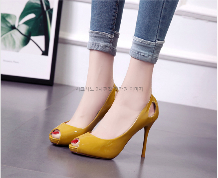 젤로나 9cm 토오픈 에나멜 하이힐 구두 2color 상세 이미지 11