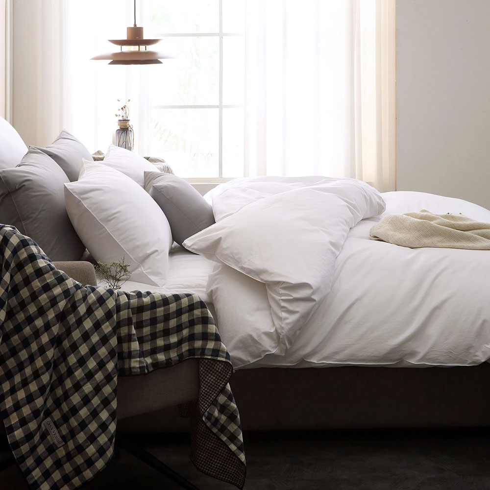 이스턴킹침구 호텔식 바스락 차렵이불 60수 바이오워싱 썬샤인 화이트 EK이불커버세트