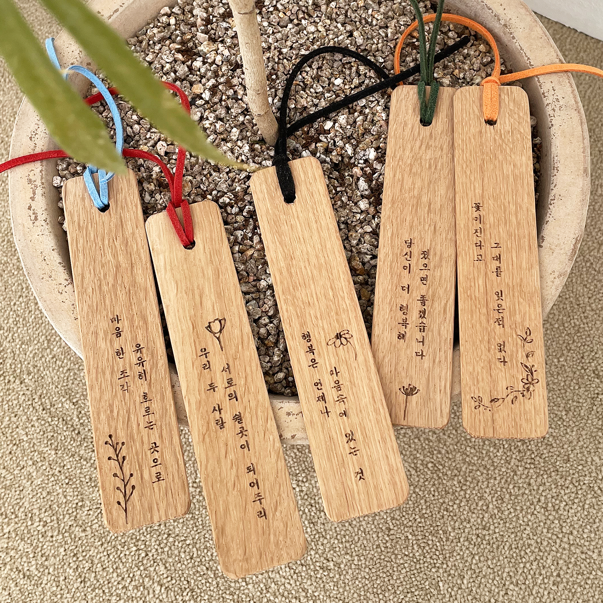 감성모먼트 나무 책갈피 각인 주문제작 원목 북마크 감성 문구 글귀 이미지 3