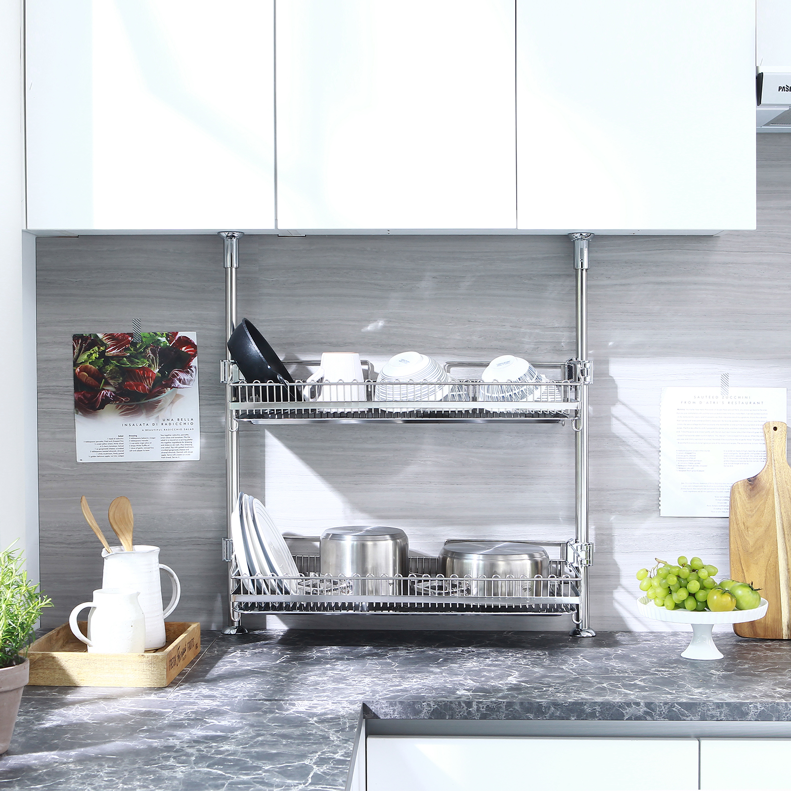 아이넥스 시그너스 스텐304 기둥식 2단 무타공 식기건조대(SE600A)