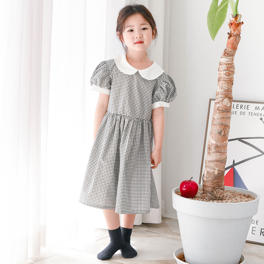 니스원피스 반팔 오가닉 카라 여아 아동 베이직 기본 보통핏 면 마 린넨 여름 - 상세 이미지 3