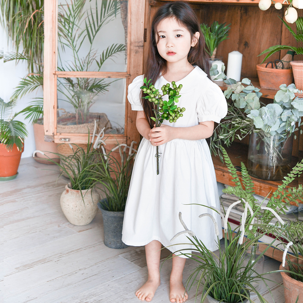 니스원피스 반팔 오가닉 카라 여아 아동 아이보리 블랙 체크 옐로우 베이직 기본 보통핏 면 마 린넨 여름